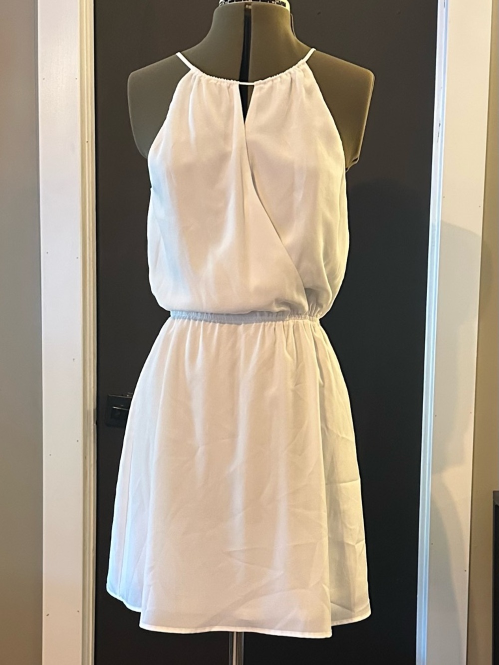 BCBGeneration White Halter Elastic- Mini Dress